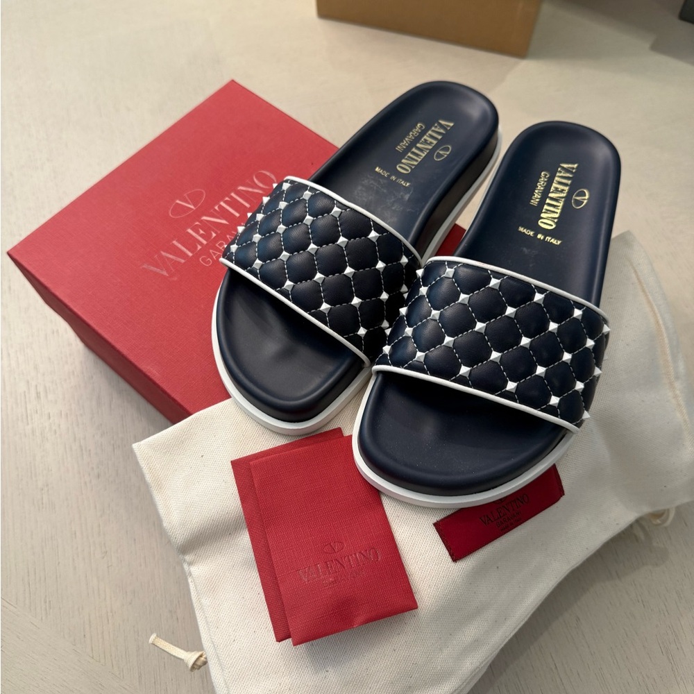 Valentino Women's Navy Slide Sandals